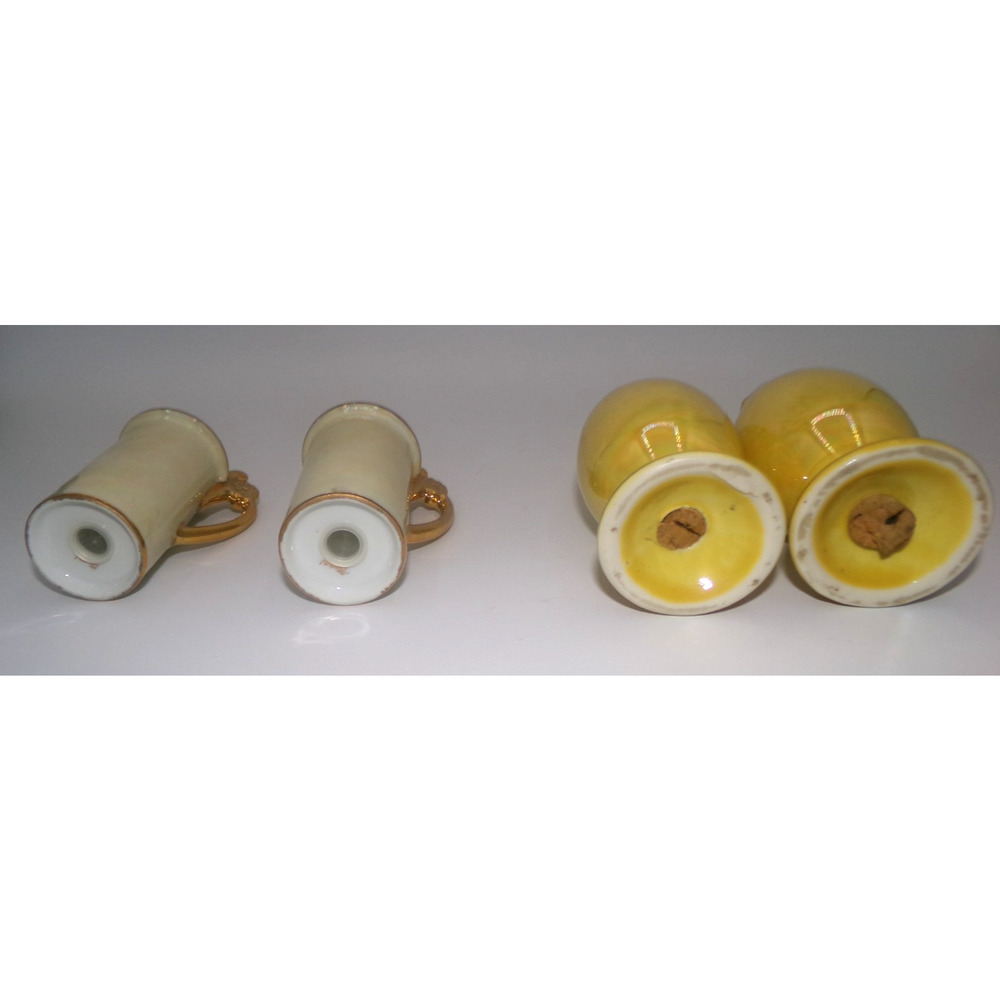 Vintage Lusterware Yellow White Pearlescent Gold Trim Salt & Pepper Shaker Sets - Picture 10 of 13